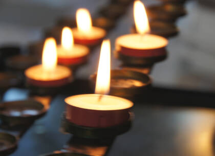 Lighted tea lights.