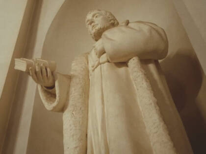 A statue in a church.