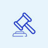 Simple illustration of a gavel striking a mallet block.